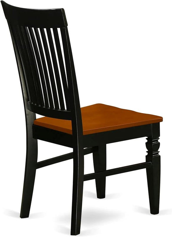 East West Furniture WEC-BCH-W Weston Dining Chairs - Slat Back Wooden Seat Chairs, Set of 2, Black & Cherry - LeafyLoom