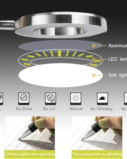 ATOMUS 2.5X Magnifying Lamp, LED USB Rechargeable Tattoo Beauty Magnifier Lamp with Metal Clip for Eyebrow Tattoo Manicure Eyelash Extension Read - LeafyLoom