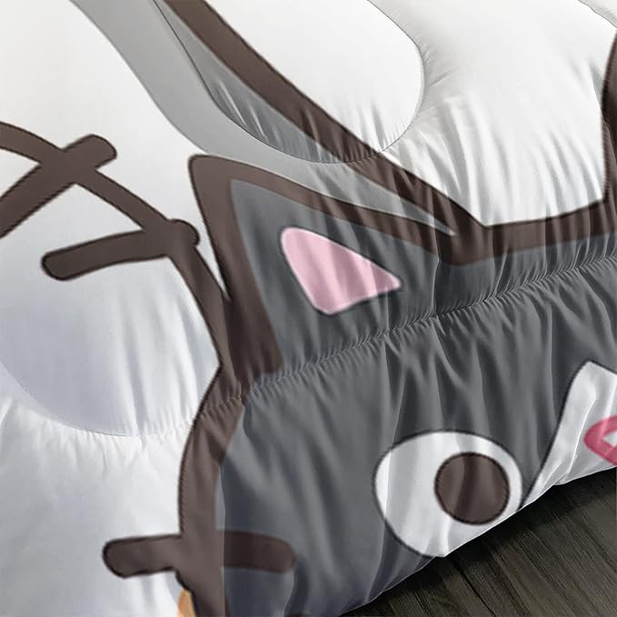 CVHOUSE Cat Bedding,Cartoon Cat Comforter Full,Animals Print Comforter Set for Kids,Kawaii Quilt Set with 1 Comforter and 2 Pillow Cases - LeafyLoom