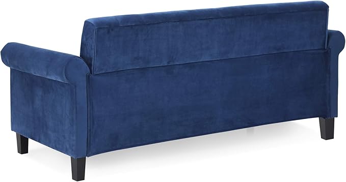 Furinno Bastia Vintage Modern Chesterfield Button Tufted 3-Seater Sofa Couch for Living Room, Navy Velvet - LeafyLoom