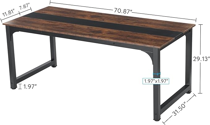 Tribesigns Modern Computer Desk, 70.8 x 31.5 inch Large Office Desk Computer Table Study Writing Desk Workstation for Home Office, Rustic/Black - LeafyLoom