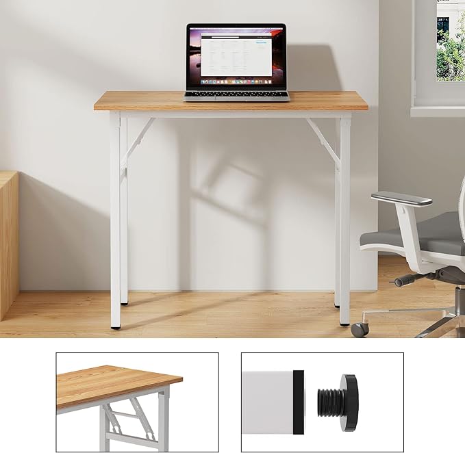 Need Small Desk 31 1/2" No Assembly Foldable Writing Table,Sturdy and Heavy Duty Folding Computer Desks for Small Space/Home Office/Dormitory AC5BW(80 * 40) - LeafyLoom