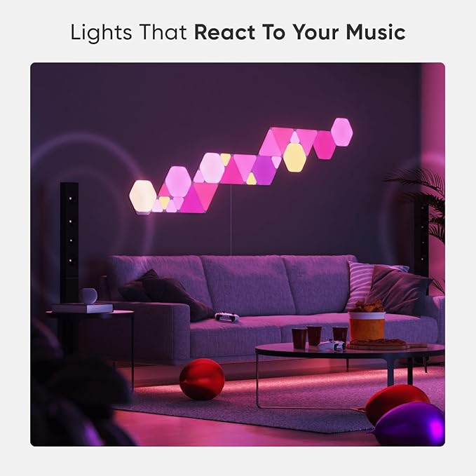 Nanoleaf Shapes WiFi and Thread Smart RGBW 16M+ Color LED Dimmable Gaming and Home Decor Wall Lights Smarter Kits (Triangles Smarter Kit (7 Pack) NANOLEAF