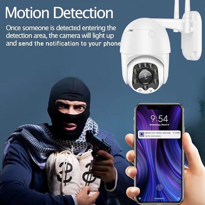 Outdoor PTZ WiFi IP Security Camera 1080P Home Surveillance Camera Pan/Tilt Two-Way Audio Motion Detection Color Night Vision Auto Tracking CamHiPro APP AT-200DW Alptop