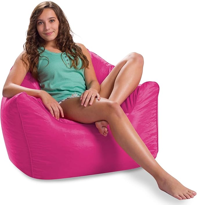 Posh Creations Structured Comfy Seat for Playrooms and Bedrooms, Large Bean Bag Chair, Malibu Lounge, Pink - LeafyLoom