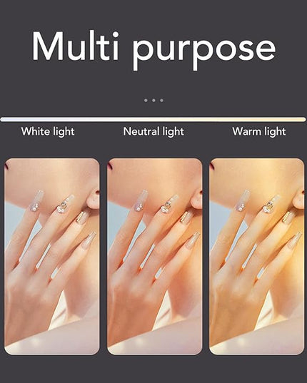 30W Black Half Moon Table Nail Desk Lamp Eyelash Beauty Lamp 3000K to 6000K Nail Art Microblading Desk Lamp (US Plug) - LeafyLoom