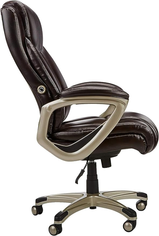 Amazon Basics Big & Tall Executive Computer Desk Chair With Lumbar Support, Adjustable Height and Tilt, 350Lb Capacity, Black With Pewter Finish, 28.5" D x 30.25" W x 47.9" H - LeafyLoom