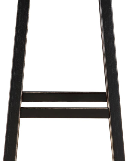 Lexicon Bar Table Set for 3, Small Kitchen table set Kitchen Island Table with 3 Saddle Bar Stools, 4 Piece Dining Table Set for Breakfast Nook, Living Room, Apartment, Pub Height, Black/Brown - LeafyLoom