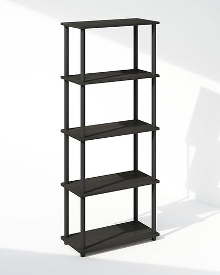 Furinno Turn-N-Tube 5-Tier Multipurpose Compact Display Rack, Shelving Unit, Bookcase, Espresso/Black - LeafyLoom