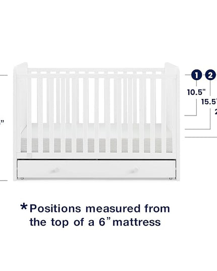 GAP babyGap Graham 4-in-1 Convertible Crib with Storage Drawer - Greenguard Gold Certified, Bianca White - LeafyLoom