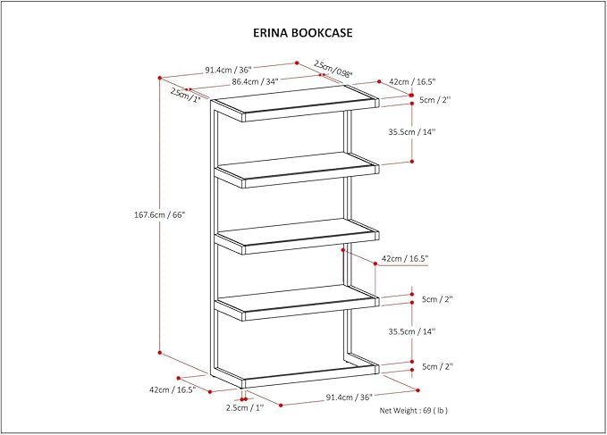 SIMPLIHOME Erina SOLID ACACIA WOOD 36 Inch Rectangle Modern Industrial Bookcase in Distressed Golden Wheat, for The Living Room, Study Room and Office - LeafyLoom