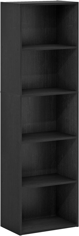 Furinno Luder Bookcase / Bookshelf / Storage Shelves, 5-Tier, Blackwood - LeafyLoom