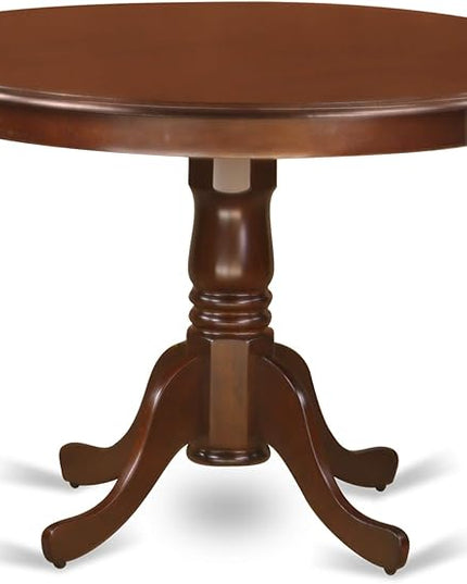 East West Furniture HLNO3-MAH-W 3 Piece Dining Table Set for Small Spaces Contains a Round Dining Room Table with Pedestal and 2 Wooden Seat Chairs, 42x42 Inch, Mahogany - LeafyLoom