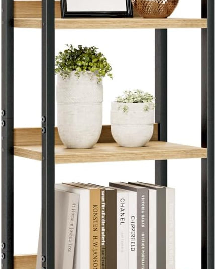 NUMENN Narrow Bookshelf, 5 Tier Bookshelves, Home Office Bookcase Shelf Storage Organizer, Free Standing Storage Shelving Unit for Bedroom, Living Room and Home Office, Natural - LeafyLoom