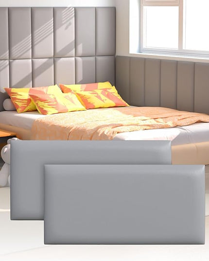 Peel and Stick Headboard for Twin and king in Grey Headboard panels for wall, 3D Anti-Collision Wall Panel, Self-Adhesive Bedroom/Living Room Upholstered Wall Panel (12 Panels/11.8" x 23.6") - LeafyLoom