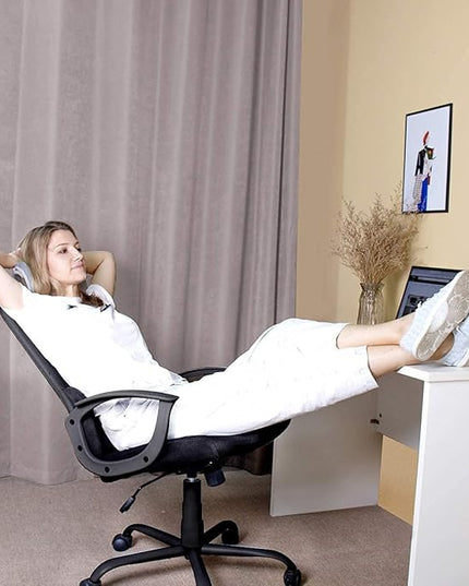 SMUG Office Chair, Ergonomic Mesh Home Office Computer Chair with Lumbar Support/Adjustable Headrest/Armrest and Wheels/Mesh High Back/Swivel Rolling (Black) - LeafyLoom