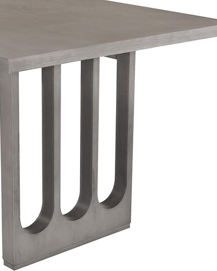 Wood 7-Piece Dining Set for 6, Wooden Rectangular Table and Six Upholstered Chairs for Dinette Room and Kitchen, Grey, 60" L x 36" W x 30" H, Gray+Beige - LeafyLoom