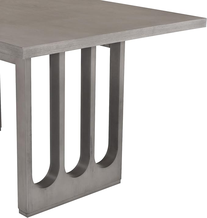 Wood 7-Piece Dining Set for 6, Wooden Rectangular Table and Six Upholstered Chairs for Dinette Room and Kitchen, Grey, 60" L x 36" W x 30" H, Gray+Beige - LeafyLoom