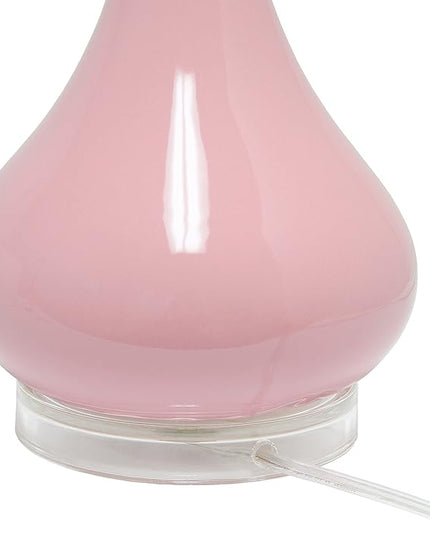 Elegant Designs LT3312-RPK Ceramic Genie Tear Drop Shaped Glossy Table Lamp, Rose Pink - LeafyLoom