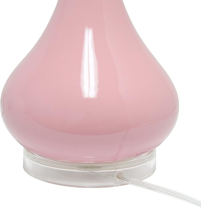 Elegant Designs LT3312-RPK Ceramic Genie Tear Drop Shaped Glossy Table Lamp, Rose Pink - LeafyLoom