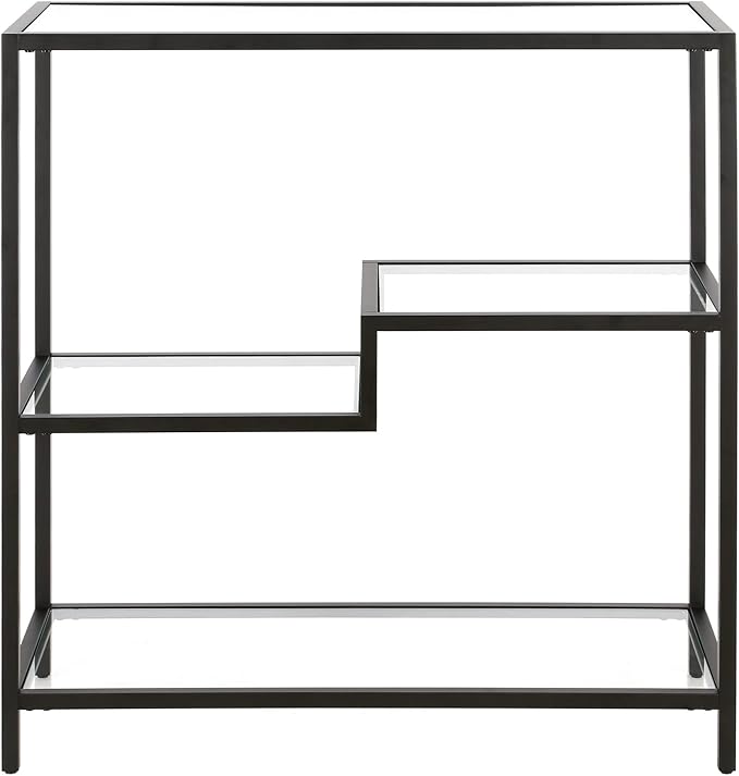 Henn&Hart 36" Tall Rectangular Bookcase in Blackened Bronze, for Home Office, Living Room - LeafyLoom