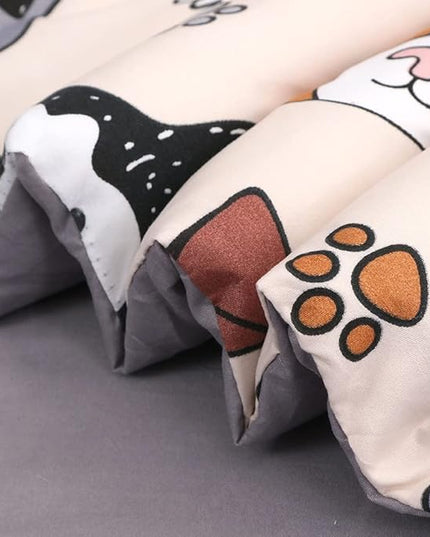 7 Piece Kids Dog Comforter Set Queen Size - Bed in A Bag Bedding Set for Teen Boys Girls - Cute Animal Quilt Super Soft All Season - Creamy White - LeafyLoom