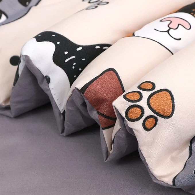7 Piece Kids Dog Comforter Set Queen Size - Bed in A Bag Bedding Set for Teen Boys Girls - Cute Animal Quilt Super Soft All Season - Creamy White - LeafyLoom