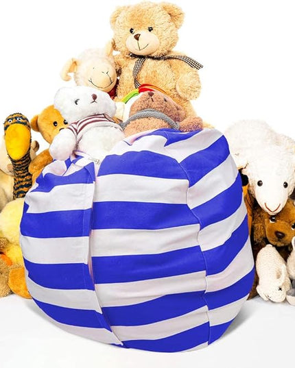 Stuffed Animal Storage Bean Bag Chair Cover for Kids Room, Stuffed Animals Storage Organizer Boys and Girls Plush Toy—Deep Blue - LeafyLoom