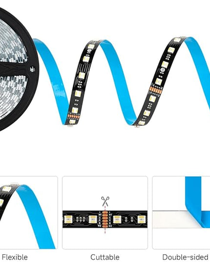 BTF-LIGHTING RGBCCT 5 Colors in 1 LED 5050SMD RGBWW RGB+Dimmable Tunable Color Temperature 2700K-6500K 16.4ft 60LEDs/m 300LEDs DC24V Multi-Colored Lights IP30 for Decoration(No Adapter or Controller) BTF-LIGHTING