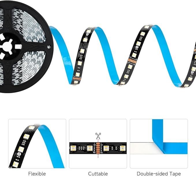 BTF-LIGHTING RGBCCT 5 Colors in 1 LED 5050SMD RGBWW RGB+Dimmable Tunable Color Temperature 2700K-6500K 16.4ft 60LEDs/m 300LEDs DC24V Multi-Colored Lights IP30 for Decoration(No Adapter or Controller) BTF-LIGHTING