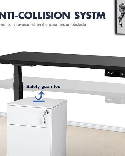 AIMEZ0 Dual Motor Sit Stand Desk Adjustable Electric Standing Desk Frame with LCD Touch Screen Adjustable Height 27.4-45.6 inches for Home & Office Table Black - LeafyLoom