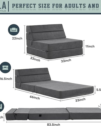 jela Sofa Bed Foldable Mattress Luxury Corduroy, Folding Sleeper Sofa Chair Bed Floor Mattress Floor Couch, Fold Out Couch Futon Mattress for Guest Room, Living Room - LeafyLoom