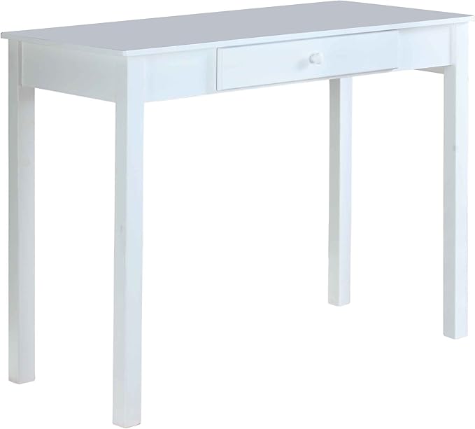 InRoom Designs Kings Brand White Finish Wood Home Office Secretary Writing Desk, - LeafyLoom