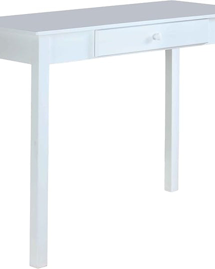InRoom Designs Kings Brand White Finish Wood Home Office Secretary Writing Desk, - LeafyLoom