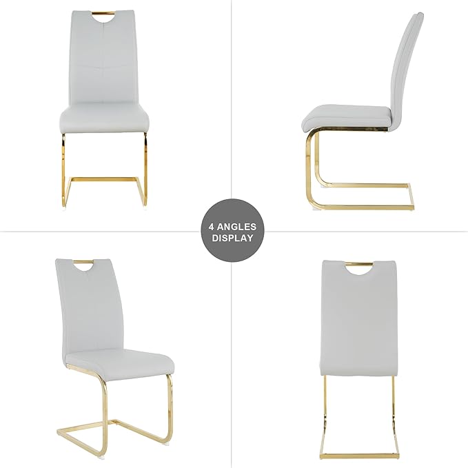 NicBex Haerin-SD-00373-LWJ Dining Chairs, 16.5"x17.9"x38.2", Grey and Gold - LeafyLoom