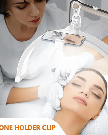 Yofuly Lash Light for Eyelash Extensions, LED Lash Lamp with Phone Holder, Esthetician Light Half Moon Desk Lamp for Nails, Tattoo - LeafyLoom