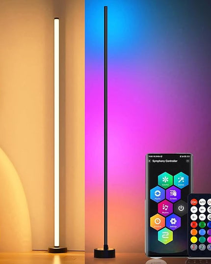 RGB Smart Corner Floor Lamps for Living Room, 2 Sets Floor Lamp for Bedroom, LED Corner Lamp with App and Remote Control, 16 Million Colors & 68+ Scene, Music Sync, Timer Setting Black - LeafyLoom