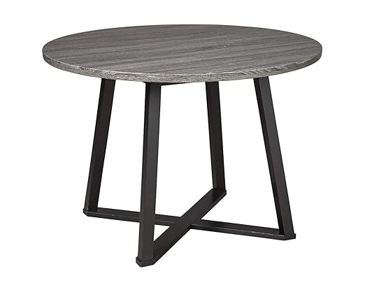 Signature Design by Ashley Centiar Mid Century Dining Set with Round Table, Chairs and Accessories, Gray/Black - LeafyLoom