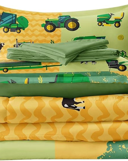 Twin Construction Bedding Set for Boys Kids Farm Tractor Bedding 4 Pieces Cars Twin Comforter Set for Boys, Twin Truck Bed in a Bag Set Boys - LeafyLoom
