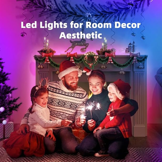 TJOY 100ft Kids Bluetooth LED Strip Lighting, Color Changing Lights for Bedroom, Music Sync RGB Tape Lighting with Child Remote, LED Lights for Room Decor Aesthetic Indoor(50ftx2) TJOY