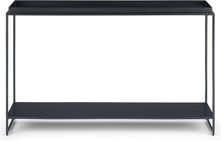 SIMPLIHOME Garner 47 inch Wide Metal Tray Top Console Sofa Entryway Table in Black, for the Living Room, Entryway and Bedroom - LeafyLoom