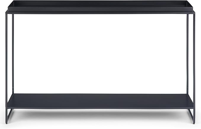 SIMPLIHOME Garner 47 inch Wide Metal Tray Top Console Sofa Entryway Table in Black, for the Living Room, Entryway and Bedroom - LeafyLoom