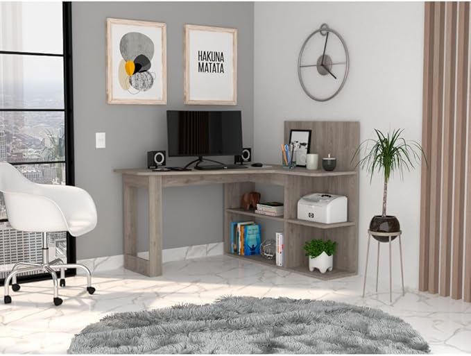 NicBex Kimberly-DW-00009-LWJ Home Office Desks, 47.2"x51.7"x43.3", Gray - LeafyLoom