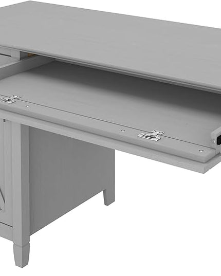 Bush Furniture Key West Computer Desk with Storage | Farmhouse PC Table for Home Office, 54W, Cape Cod Gray - LeafyLoom