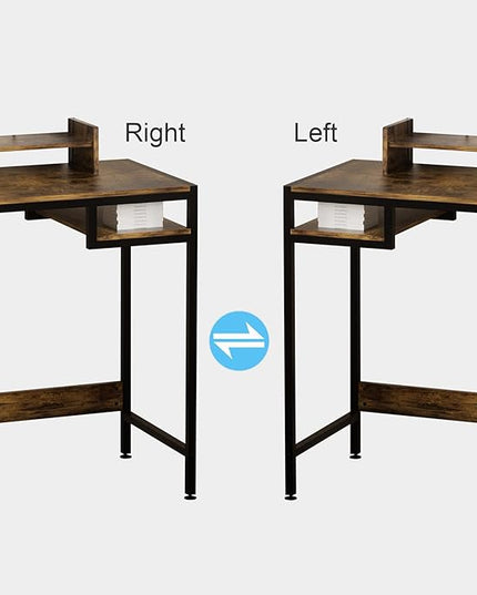 Computer Desk - 32 Inch Home Office Desk with Storage, Gaming Desk with Monitor Stand, Modern Simple Study Table, Adjustable Storage Space, Rustic - LeafyLoom