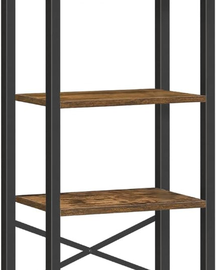 6 Tier Bookshelf, Book Shelf with Removable Drawer, Tall Narrow Bookcase with Shelves, Standing Display Shelf, Storage Organizer, for Bedroom, Home Office, Rustic Brown and Black SJ06BR - LeafyLoom