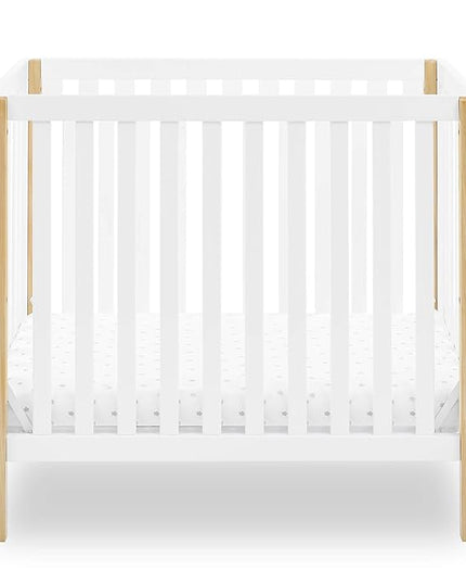 Delta Children Gio Mini Crib with 2.75" Mattress Included, Bianca White/Natural & Serta SleepTrue Mini Crib Mattress, Premium Sustainably Sourced Fiber Core - LeafyLoom