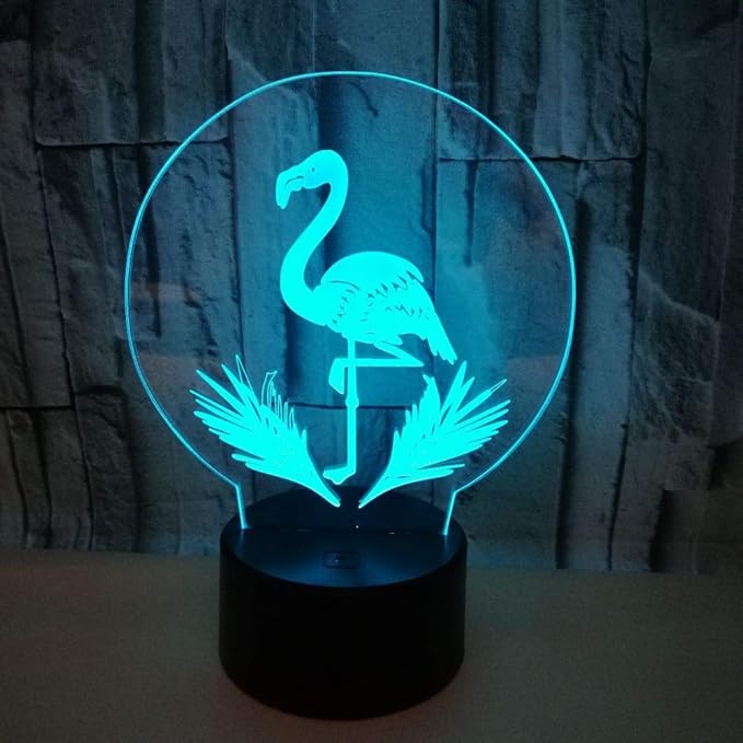 Flamingo Lamp - Acrylic 3D Night Lights USB LED Table Lamp Home r2d2 3D Arts Lamp - 3D Optical Illusions 7 Color Changing Bedroom Decor Night Light Gifts for Elder Father Mother & Friends. - LeafyLoom