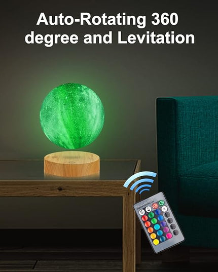 VGAzer Levitating Moon Lamp,Floating and Spinning in Air Freely with 3D Printing LED Moon Light Has 16 Colors 20 Modes for Unique Christmas Gifts,Room Decor (16 Colors Galaxy Moon) - LeafyLoom