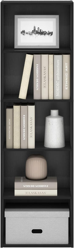 Furinno Luder Bookcase / Bookshelf / Storage Shelves, 5-Tier, Blackwood - LeafyLoom
